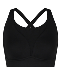 Custom Made Black Women's Sports <b>Bra</b> Medium Support <b>Racerback</b> Criss-Cross Strap Design Lightweight Workout Top 220 g - Product Image 4