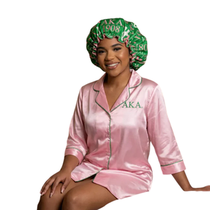 Gorro de Satén Reversible Verde, Rosa y Negro con Estampado 1908, Gorro de Dormir Suave para Mujer, Cuidado del Cabello y Protección Nocturna - Product Image 2