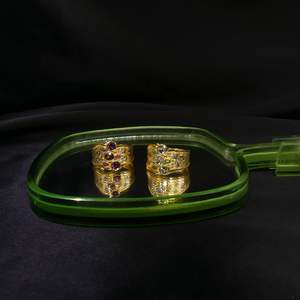 Anillo de Plata de Ley 925 Chapado en Oro Vintage con Piedras Preciosas de Topacio Azul, Topacio Blanco y Esmeralda Hechas a Mano con Bajo MOQ para Mujer - Product Image 3