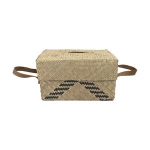 กล่องไม้สามเหลี่ยมพับได้พร้อมที่จับหนังเทียมสะดวกสำหรับใช้ในบ้านห้องครัวซักผ้าอาหารกลางวัน - Product Image 1