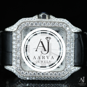 AARVA JEWELS นาฬิกาเพชรทรงสี่เหลี่ยมหรูหรา ตัวเรือนสแตนเลส สายหนัง ระบบอนาล็อก กลไกมิโยตะ 25 มม. หน้าปัดคริสตัลแซฟไฟร์ - Product Image 1
