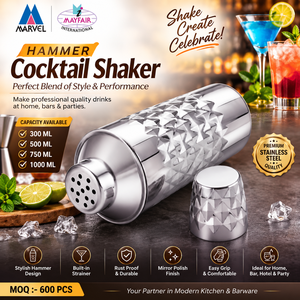 เชคเกอร์ค็อกเทลสแตนเลสคลาสสิก 500 มล. อุปกรณ์บาร์ ดีไซน์ทนทาน พร้อมค้อน - Product Image 3