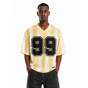 Breathable Retro <b>Soccer</b> Shirt Custom Stripe Design Oversized Polyester Mesh Unisex American Football Jersey Wholesale Supplier - Product Image 1