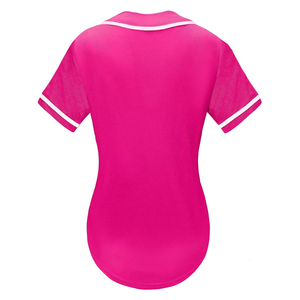 Maillot de baseball unisexe rose à col en V, manches courtes, maille respirante, ajusté, boutonné sur le devant, vêtement de sport OEM ODM 2026 100% polyester - Product Image 2