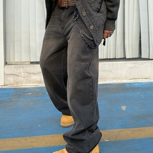 Jeans amples pour hommes de haute qualité avec logo personnalisé, nouvelle mode, respirants, en denim - Product Image 3