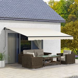 Tenda da Sole Retrattile Beige Bianca 13x10 con Protezione UV, Parasole Estensibile per Terrazze, Balconi e Giardini con Bracci Pieghevoli - Product Image 2