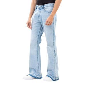 Jeans de mezclilla acampanados para hombre, talla M, lavado, cintura media, color liso, estilo vintage, pierna ancha, casual, mezcla de algodón, otoño-invierno, de secado rápido y transpirables. - Product Image 5