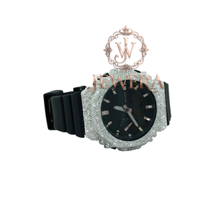 Export Quality Elegant Mossinate <b>Rubber</b> Diamond <b>Watch</b> with Genuine Diamonds for Everyday Wear Available for Factory Price - Product Image 3