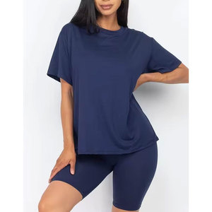 Ensemble T-shirt à manches courtes et col rond pour homme, coupe oversize, décontracté, respirant, 100 % coton tricoté, écologique, 320 g, finition lavée - Product Image 2