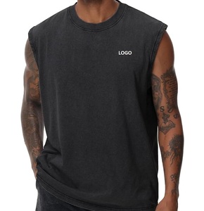 Men's Sleeveless Tank Top Cotton <b>Knitted</b> Muscle Shirt Side Slit Bottom Hem Casual Gym Wear - Product Image 1