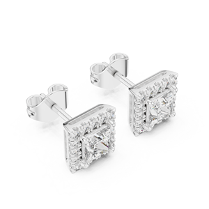 Boucles d'oreilles minimalistes en diamant de laboratoire taille princesse en argent de luxe certifiées IGI, bijoux fins pour femmes - Product Image 2