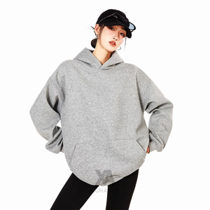Purple Oversized Hooded Sweatshirt <b>Men</b> Knitted Solid Color <b>Pullover</b> Back Logo Autumn Streetwear Casual Wear - Product Image 6