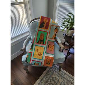 Soft Lightweight 50x60 Artwork Pattern <b>Quilted</b> <b>Throw</b> Blanket Black Tan Yorkie Bed Couch Sofa <b>Throw</b> Lots Pet Blanket & <b>Throws</b> - Product Image 4