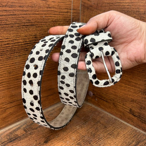 Nouveaux cheveux fabriqués à la main sur imprimé Animal Western femmes ceinture à la main 100% en cuir véritable Style Boho couverture de fourrure boucle ceinture pour jean - Product Image 3