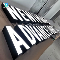 Panneau d'affichage LED lumineux sur le devant, lettres en relief 3D personnalisables, lettres lumineuses en acrylique et acier inoxydable, enseigne de magasin éclairée sur le devant
