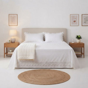 Soft Plain <b>White</b> Bed Sheet Durable Everyday Bedding Set With Smooth Finish For Hotels Resorts And Family Bedrooms - Product Image 3