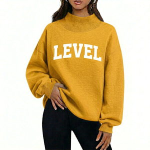Sweat-shirt décontracté pour femme à col montant, coupe ample, en polaire, chaud et confortable pour l'hiver, personnalisable, tissu doux sur le devant, streetwear tendance - Product Image 1