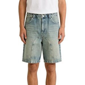 Shorts en jean bleu clair pour homme, style Perys, délavé premium, 100 % coton, respirant, séchage rapide, décontracté, streetwear d'été - Product Image 2