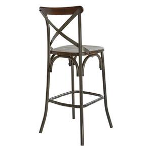 Chaise de bar de luxe design en métal et bois avec repose-pieds pour salle à manger et îlot de cuisine - Product Image 2