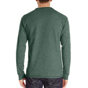 T-shirt décontracté à manches longues et col rond de couleur unie pour hommes, avec logo personnalisé imprimé en soie - Product Image 6