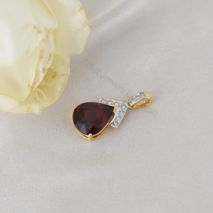 Natural Deep Red Garnet Diamond Rhodium Plated Luxury Women's Gift 14K <b>Solid</b> <b>Gold</b> <b>Pendant</b> OEM ODM Wholesale Supplier - Product Image 3