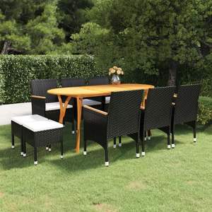 Juego de Comedor Blanco Crema y Negro para Jardín, Muebles de Exterior - Product Image 1