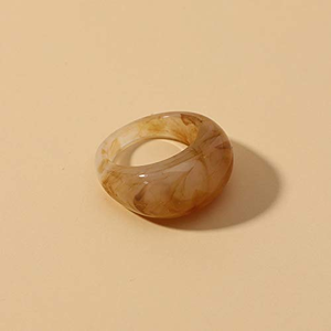 FAIZA CRAFT Anillo Redondo de Resina Pulida, Banda Ancha Colorida, Joyería Hecha a Mano, Tema de Ángel, Rosa, Verde, Morado, FC-9155 - Product Image 3