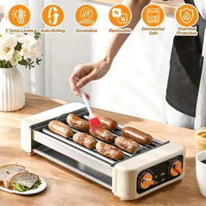 Griglia Elettrica 3 in 1 per Salsicce e Hot Dog, BBQ Senza Fumo per Interni ed Esterni con 3 Livelli di Temperatura - Product Image 1
