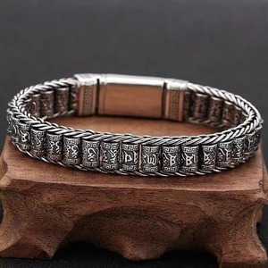 Pulsera cilíndrica tejida a mano con cuentas giratorias, escrituras budistas, estilo chino vintage, para hombre y mujer. - Product Image 5