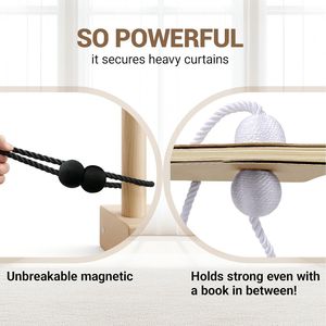 2pcs Black Magnetic Curtain Tiebacks Buckles Holdbacks <b>Hooks</b> Clip for Home Outdoor Bedroom Office <b>Pole</b> Tracks Accessories - Product Image 3