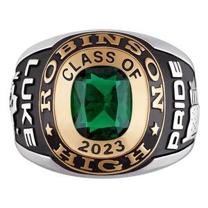 Anillo de Clase de Plata de Ley 925 con Corte Cojín y Piedra de Nacimiento de Doble Fila para Hombre, Anillo de Graduación Personalizado para Escuela Secundaria o Universidad, Regalo - Product Image 2