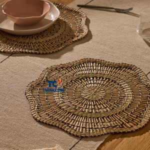 แผ่นรองจานหญ้าทะเลขายดี งานแฮนด์เมด ทอมือจากธรรมชาติ แผ่นรองโต๊ะอาหาร เป็นมิตรกับสิ่งแวดล้อม สไตล์ตกแต่งบ้าน - Product Image 2