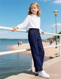 Girls Wide Leg Dress Pants Preppy Elementary Uniforms <b>School</b> <b>Trousers</b> <b>Elastic</b> <b>Waist</b> Student Pants - Product Image 5