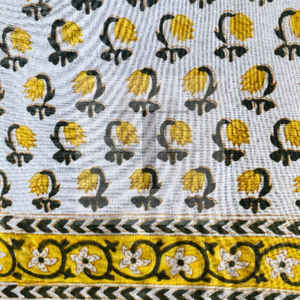 Mantel Floral amarillo Vintage, cubierta de algodón con estampado de bloque de mano, estilo Rural francés indio para comedor, boda, hogar - Product Image 2