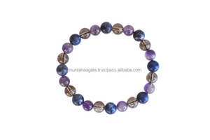 Pulseras de Cristal de Sodalita, Angelita y Calcedonia de Primera Calidad, con Diseño de Chakra del Tercer Ojo de 8mm, Feng Shui, Sagitario, Venta al por Mayor - Product Image 2