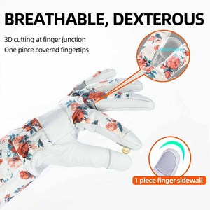 Guantes de Jardinería Florales de Alta Calidad con Puño Largo, Guantes de Trabajo de Cuero Resistentes a Espinas, Guantes de Jardín para Podar Rosas con Puño Largo para Mujer - Product Image 4