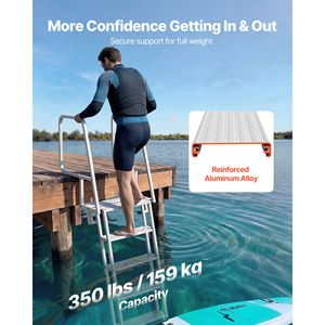 Scaletta a 5 Gradini in Lega di Alluminio Rinforzata con Gradini Larghi Antiscivolo, Capacità di Carico 158 kg, per Accessori e Ricambi per Barche Pontone - Product Image 2