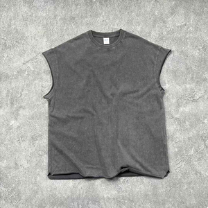 Wholesale Gym Sleeveless Regular Fit Quick Dry Custom High Quality Solid Machine Embroidery Spandex/Cotton <b>Men</b> Tank Top V-13 - Product Image 3