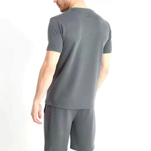 New Arrival Men's Summer Solid Casual Streetwear Style O-Neck <b>Half</b> <b>Sleeve</b> T-<b>Shirt</b> & Matching Elastic Waist High Short Set - Product Image 4