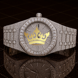 Premium Moissanite Watch Men Full Diamond VVS Stones Stainless Steel Luxury <b>Wristwatch</b> - Product Image 1