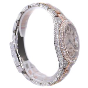 Montre de luxe personnalisée en acier inoxydable et verre, sertie de moissanite et de diamants étincelants, avec cadran carré ajustable - Product Image 2