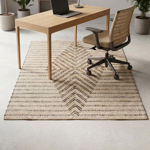 Handcrafted Handwoven Modern Jute <b>Rug</b> Anti-Slip <b>Thick</b> Medium Pile Beige Brown Geometric Chevron Pattern Textured Area Carpet - Product Image 2