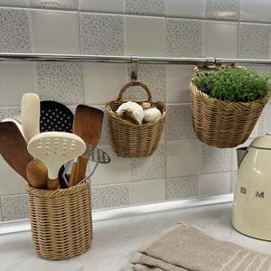 Support à ustensiles de cuisine en rotin, ensemble de rangement pour ail en osier fait main, cadeau de cuisine, cadeau pour hôtesse, cadeau de mariage - Product Image 2