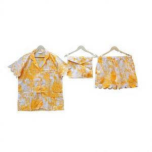 Conjunto Kangura de pijama de algodón hecho a mano indio, ropa de noche corta Vintage con estampado de bloques de mano para mujer, tela transpirable para otoño - Product Image 1