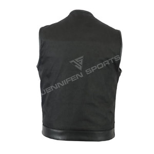 Chaleco de Motociclista Casual Transpirable de Pana y Cuero para Hombre, Chaquetas de Cuero Personalizadas - Product Image 4