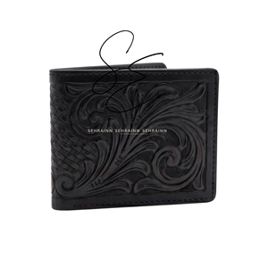 Portefeuille en cuir véritable fait main, style western vintage, pour homme - Product Image 1
