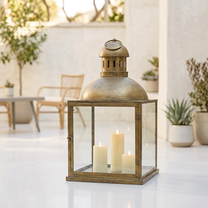 Manufacturers Large Square Brass Antique Metal <b>Candle</b> <b>Lantern</b> for Home and Weddings Decoration - Product Image 1