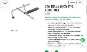 Saw Frame Swiss Type Adjustable Jewelry <b>Tools</b> With Rubber Grip For Precision <b>Cutting</b> |Item No GS-1366 - Product Image 3