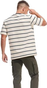 Factory Direct Men's <b>Polyester</b>/Cotton T-Shirt Fashion Striped Custom Wholesale High Quality Short Sleeve OEM ODM Logo - Product Image 4