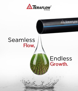 ท่อส่งน้ำเกษตร TERAFLOW HDPE PE 80 ขนาดเส้นผ่านศูนย์กลาง 20-200 มม. ป้องกันรังสียูวี เป็นมิตรกับสิ่งแวดล้อม ทนทาน ยืดหยุ่น น้ำหนักเบา ความยาว 6-12 ม. มาตรฐาน ISI - Product Image 1